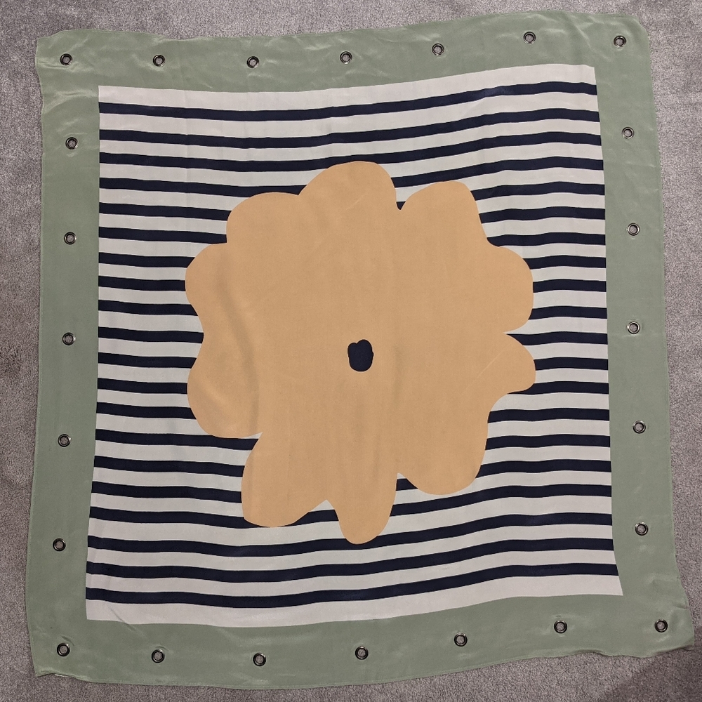 💯% Silk Striped Scarf with Grommets